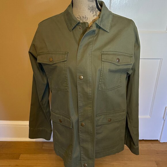 Women's Lucky Brand Fall Olive Green Utility Jacket  Zipper & Snap close size M - Picture 1 of 11